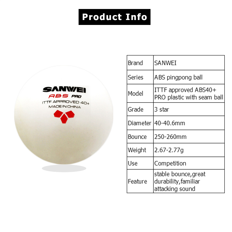 SANWEI ABS PRO 3-Star 40+ Bola - Table Tennis Olympics avaliação e preço